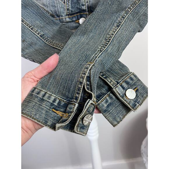 Younique sz small Cropped blue jean jacket small americana classic layering #33B - Picture 4 of 7